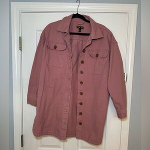 Taxi Mauve Pink  Oversized Button Down Shacket